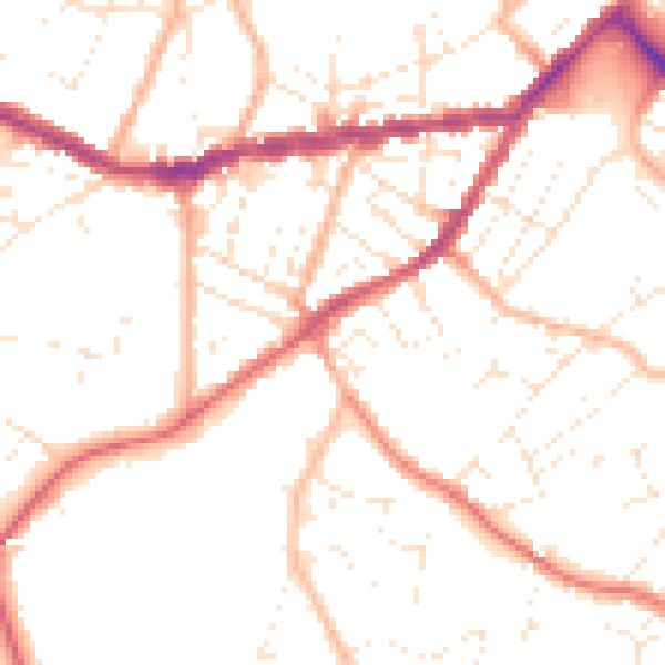 Daytime road noise heatmap for TR14 8GF