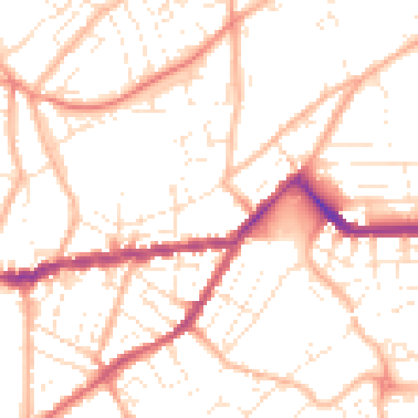 Daytime road noise heatmap for TR14 8GG