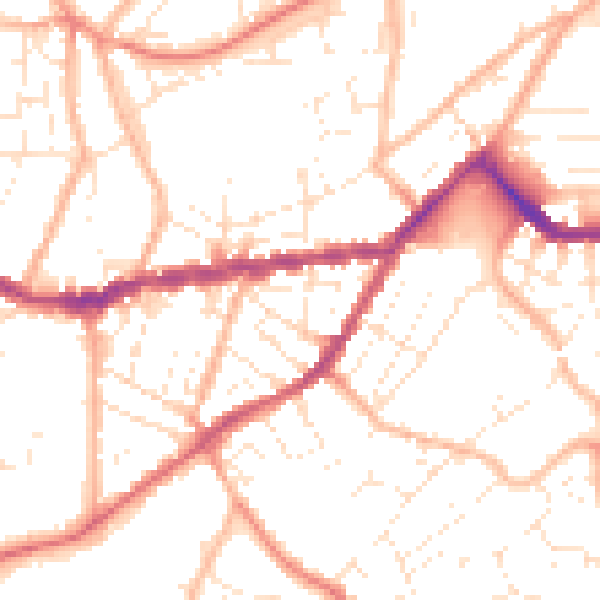 Daytime road noise heatmap for TR14 8HH