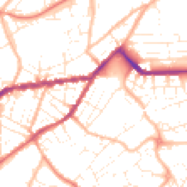 Daytime road noise heatmap for TR14 8HT