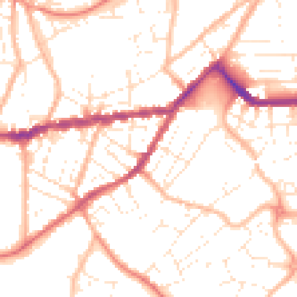 Daytime road noise heatmap for TR14 8HW