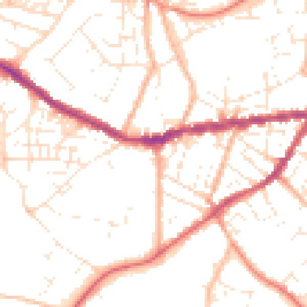 Daytime road noise heatmap for TR14 8JZ