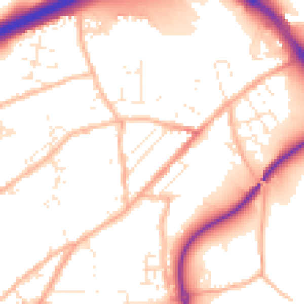 Daytime road noise heatmap for TR14 8PA