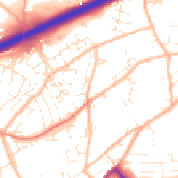 Daytime road noise heatmap for TR14 8PZ