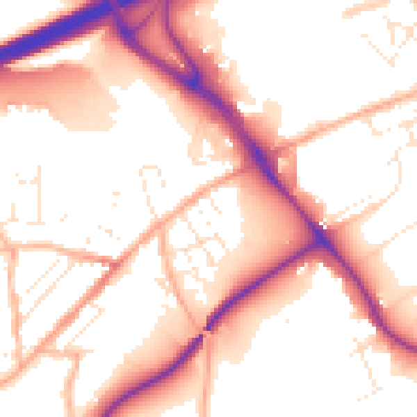 Daytime road noise heatmap for TR14 8QW