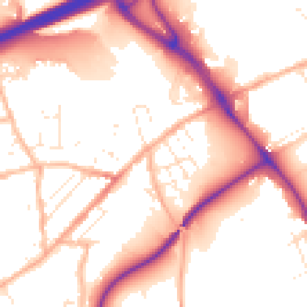 Daytime road noise heatmap for TR14 8QX