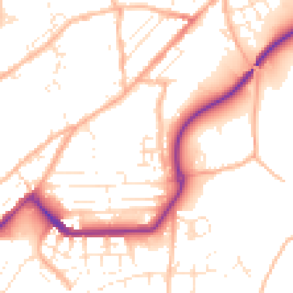 Daytime road noise heatmap for TR14 8RN