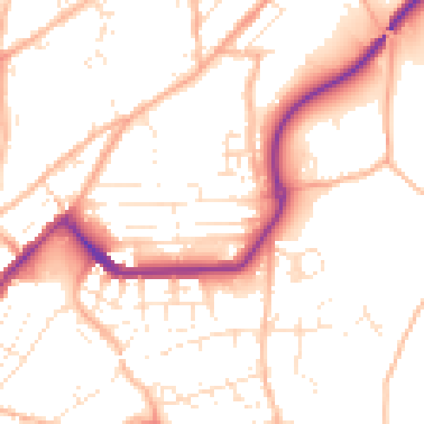Daytime road noise heatmap for TR14 8RP