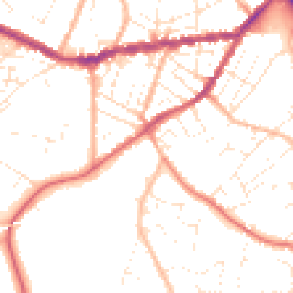 Daytime road noise heatmap for TR14 8SR