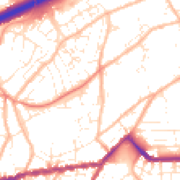 Daytime road noise heatmap for TR14 8UA