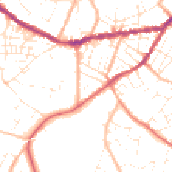 Daytime road noise heatmap for TR14 8UH