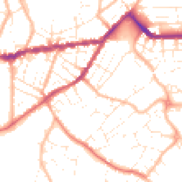 Daytime road noise heatmap for TR14 8UN