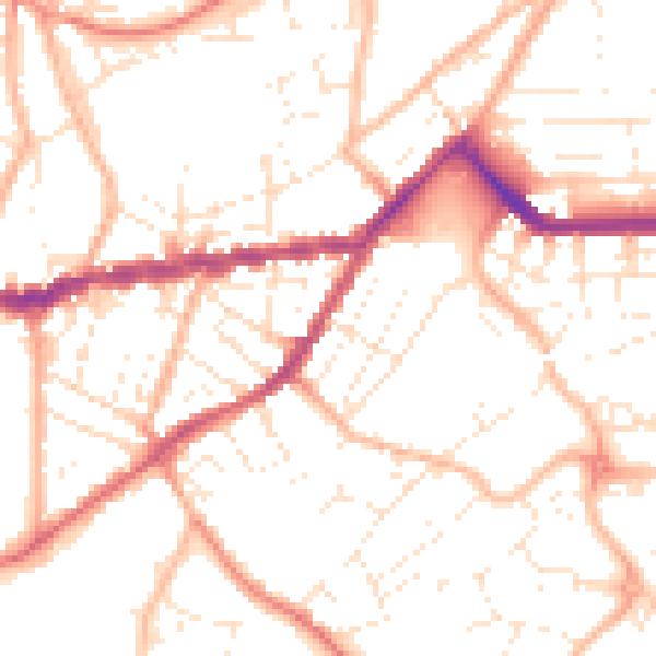 Daytime road noise heatmap for TR14 8UR
