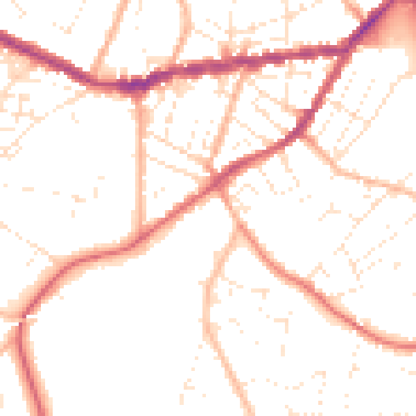 Daytime road noise heatmap for TR14 8US
