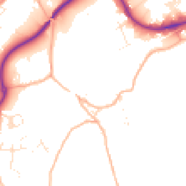 Daytime road noise heatmap for TR14 9BL