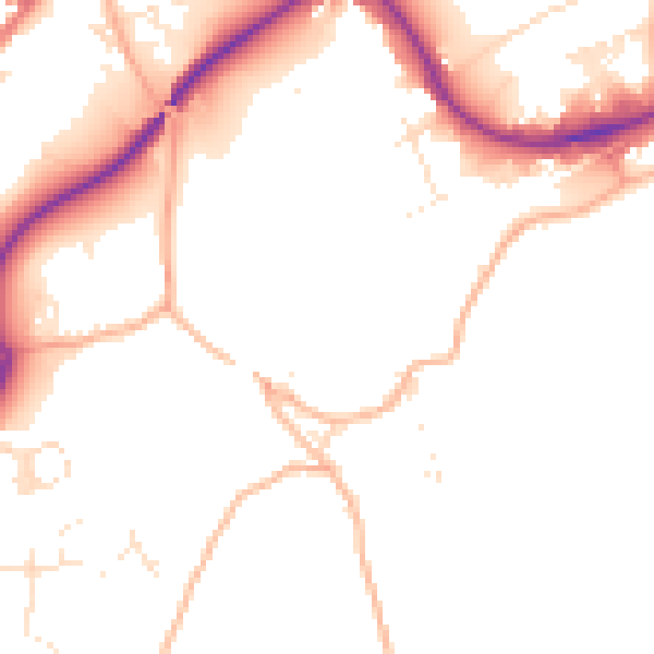 Daytime road noise heatmap for TR14 9BN