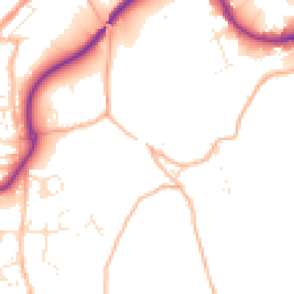 Daytime road noise heatmap for TR14 9BW