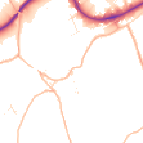 Daytime road noise heatmap for TR14 9DA