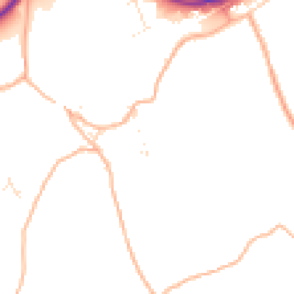 Daytime road noise heatmap for TR14 9DD