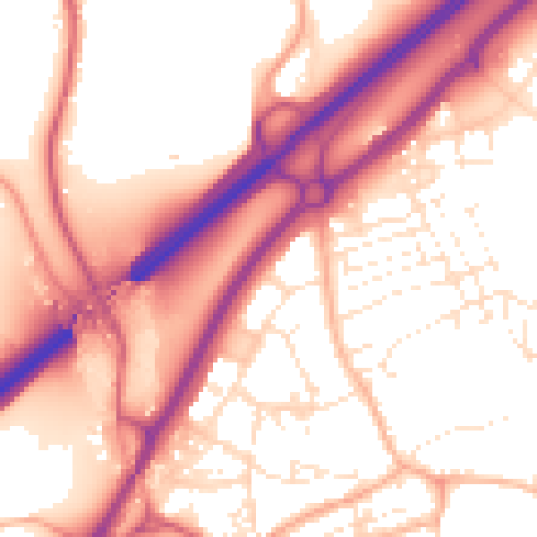 Daytime road noise heatmap for TR15 1BL