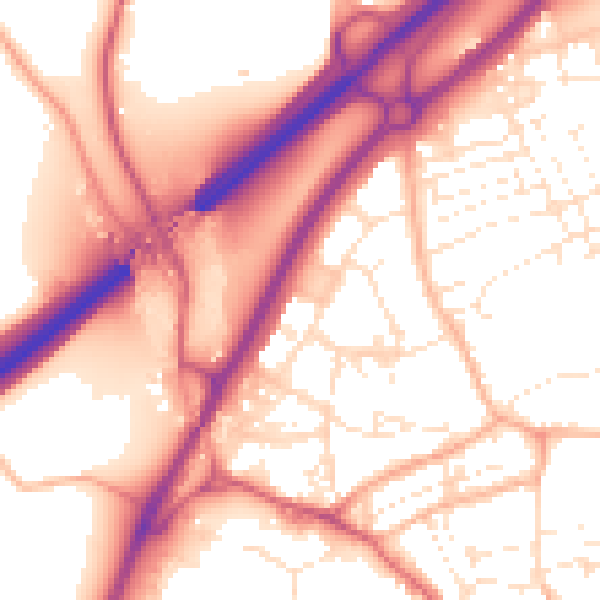 Daytime road noise heatmap for TR15 1BN