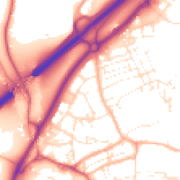 Daytime road noise heatmap for TR15 1DA