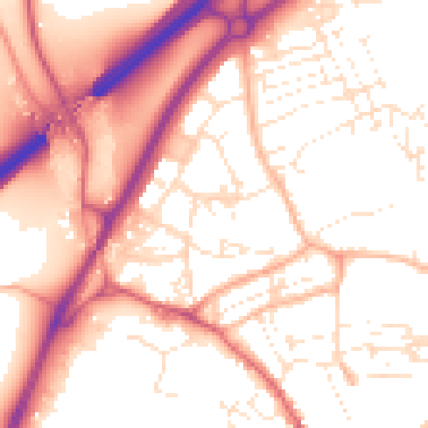 Daytime road noise heatmap for TR15 1DL