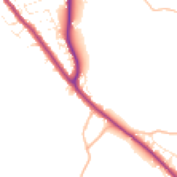 Daytime road noise heatmap for TR15 2DG