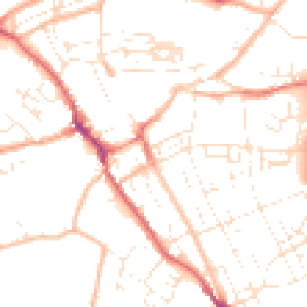 Daytime road noise heatmap for TR15 2EQ