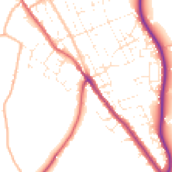 Daytime road noise heatmap for TR15 2RD