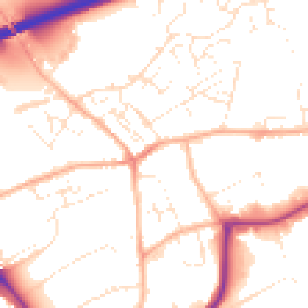 Daytime road noise heatmap for TR15 3DZ
