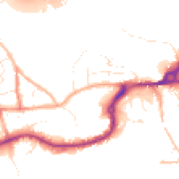 Daytime road noise heatmap for TR15 3EP