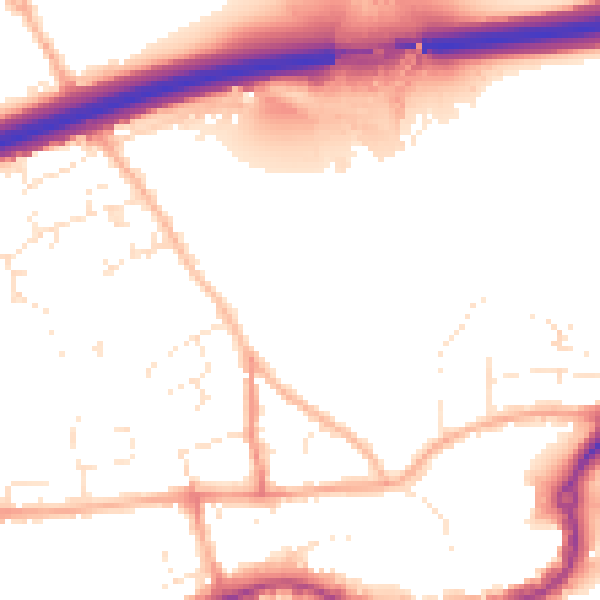 Daytime road noise heatmap for TR15 3JY