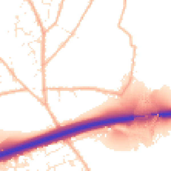 Daytime road noise heatmap for TR15 3TP