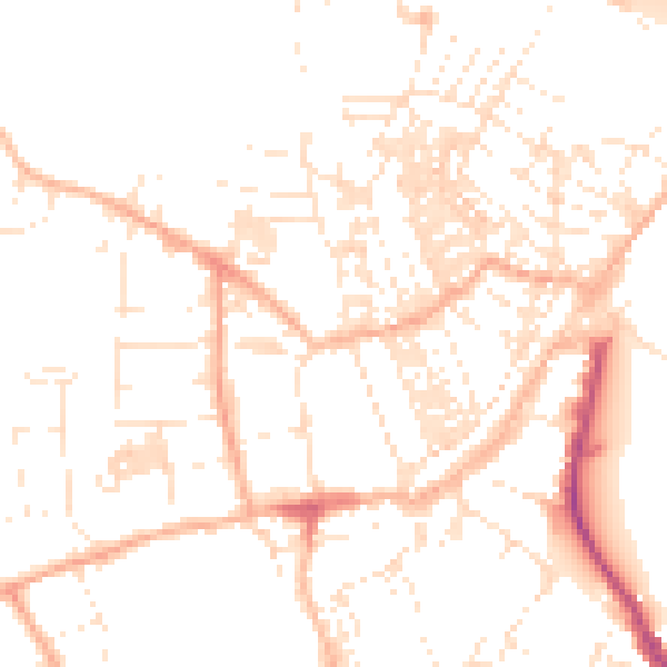 Daytime road noise heatmap for TR18 2AA