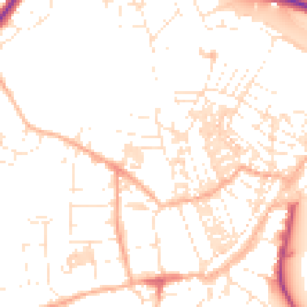 Daytime road noise heatmap for TR18 2AB