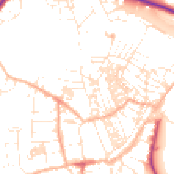 Daytime road noise heatmap for TR18 2AD