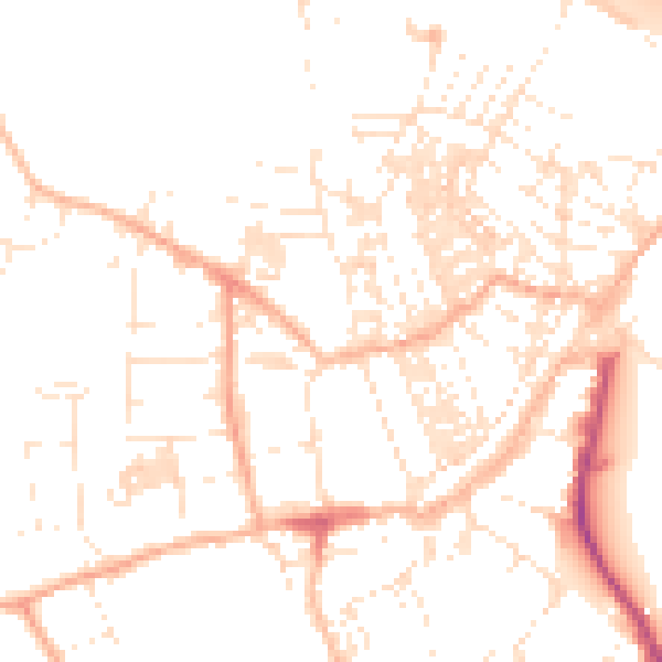 Daytime road noise heatmap for TR18 2AE
