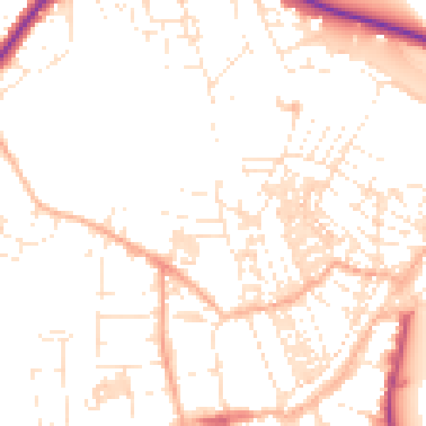 Daytime road noise heatmap for TR18 2AF