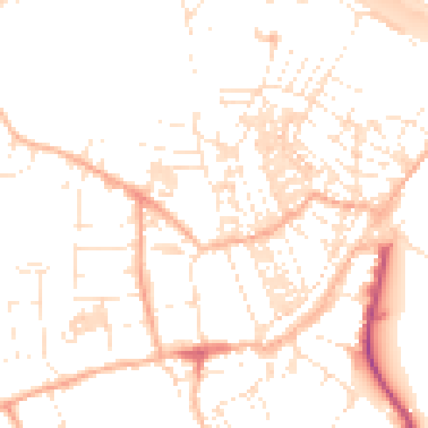 Daytime road noise heatmap for TR18 2AG
