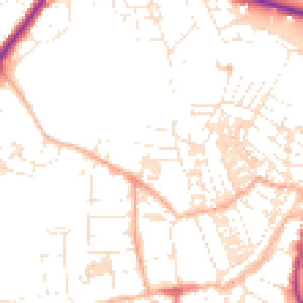 Daytime road noise heatmap for TR18 2AJ