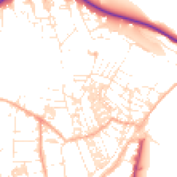 Daytime road noise heatmap for TR18 2AL