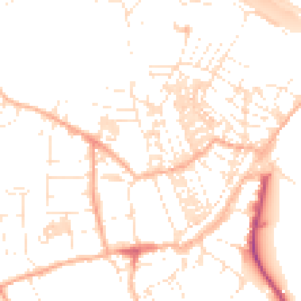 Daytime road noise heatmap for TR18 2AQ