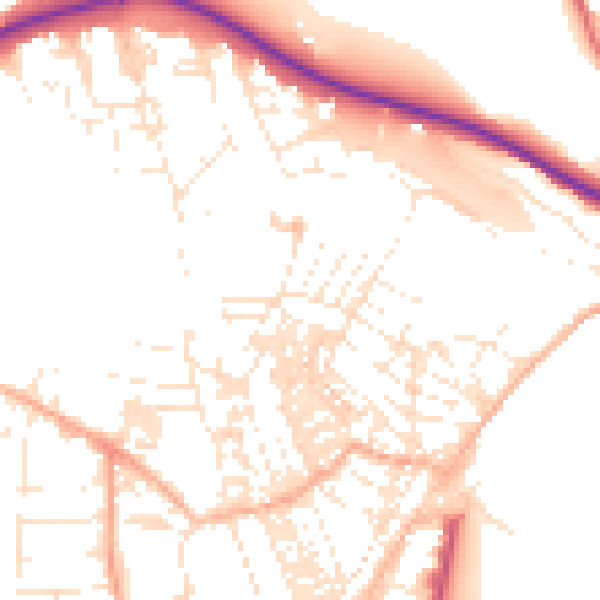 Daytime road noise heatmap for TR18 2AR
