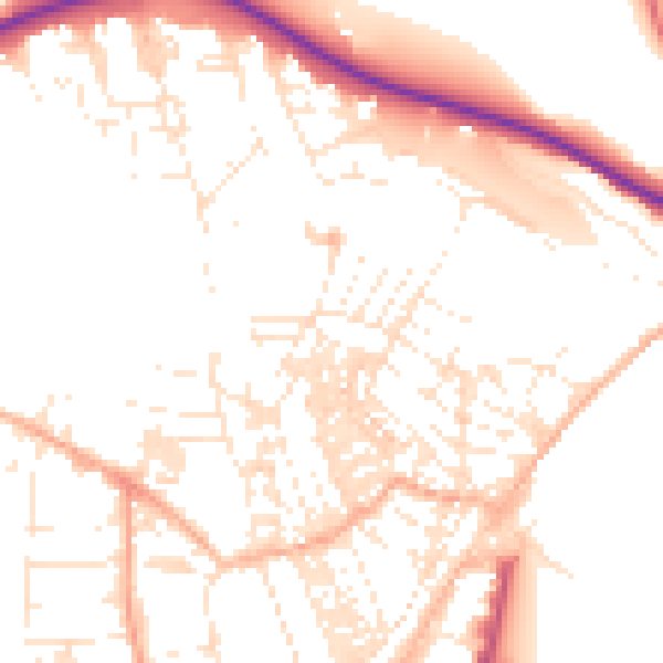 Daytime road noise heatmap for TR18 2AS