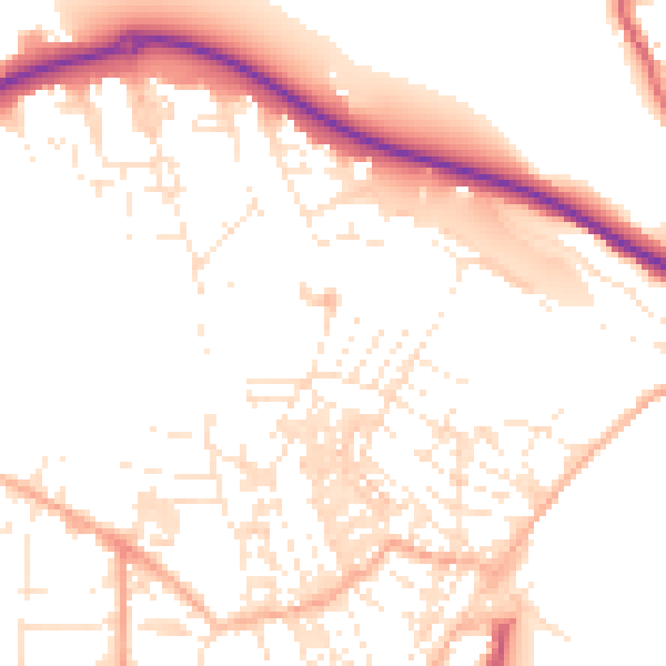Daytime road noise heatmap for TR18 2AT