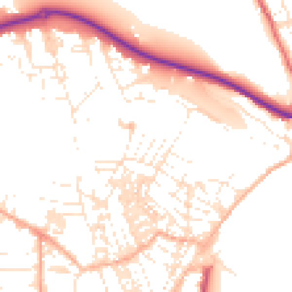 Daytime road noise heatmap for TR18 2AU