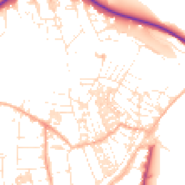 Daytime road noise heatmap for TR18 2AW