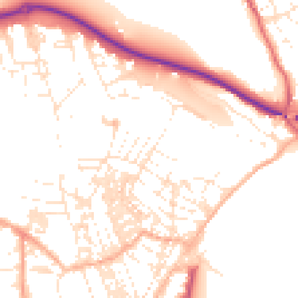 Daytime road noise heatmap for TR18 2AX