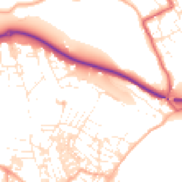 Daytime road noise heatmap for TR18 2BA